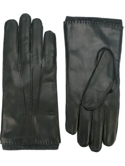 Shop Orciani Leather Gloves In Black