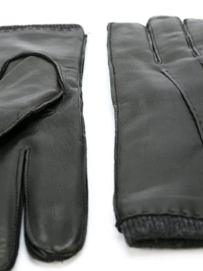 Shop Orciani Leather Gloves In Black