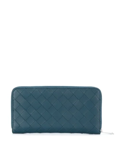 Shop Bottega Veneta Intrecciato Wallet In Blue