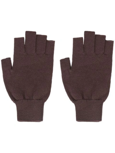 Shop Rick Owens Fingerless Gloves - Brown