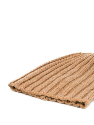 Shop Laneus Ribbed Knit Beanie In Beige