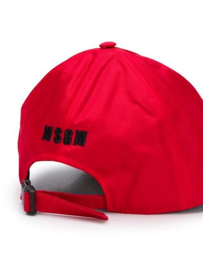 Shop Msgm Embroidered Turbo Baseball Cap In Red