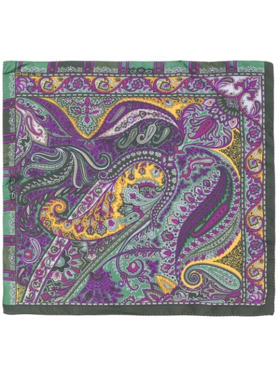 Shop Etro Paisley Print Scarf In Green