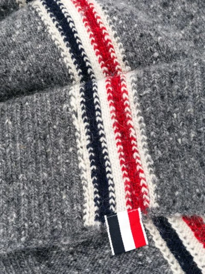 Shop Thom Browne Striped Tweed Jersey Scarf In Grey