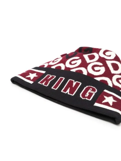 Shop Dolce & Gabbana King Print Beanie In White