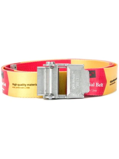 Off white 3.5cm Red And Yellow 2.0 Industrial Logo print Webbing Belt In White ModeSens