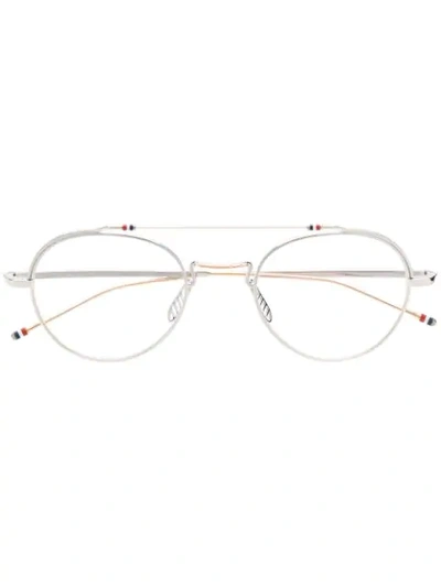 Shop Thom Browne Tbx912 Aviator-frame Glasses In Silver