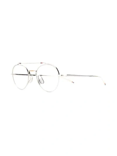 Shop Thom Browne Tbx912 Aviator-frame Glasses In Silver