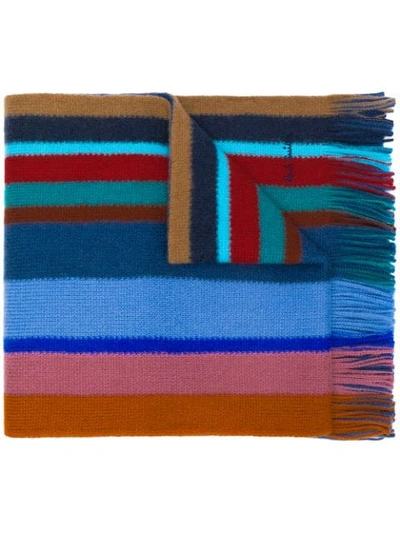Shop Paul Smith Striped Scarf In Blue
