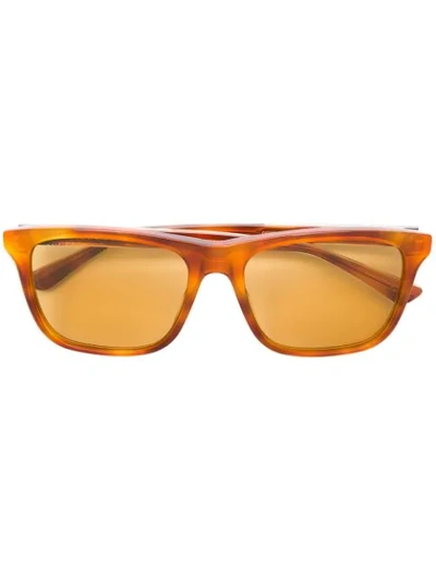 GUCCI EYEWEAR RECTANGLE FRAME SUNGLASSES - 棕色