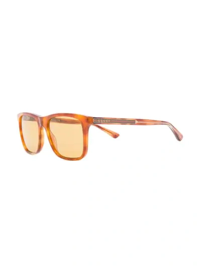 GUCCI EYEWEAR RECTANGLE FRAME SUNGLASSES - 棕色