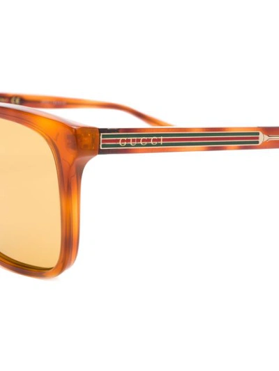 GUCCI EYEWEAR RECTANGLE FRAME SUNGLASSES - 棕色