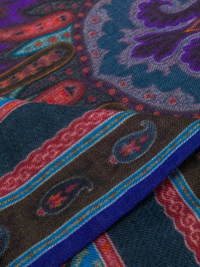 Shop Etro Printed Cashmere Scarf In Blue