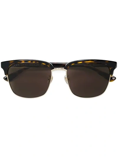 Shop Gucci Eyewear Square Shaped Sunglasses - Brown