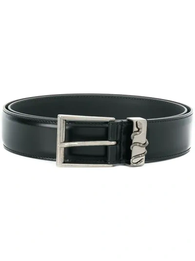 Shop Gucci Snake Buckle Belt In Black