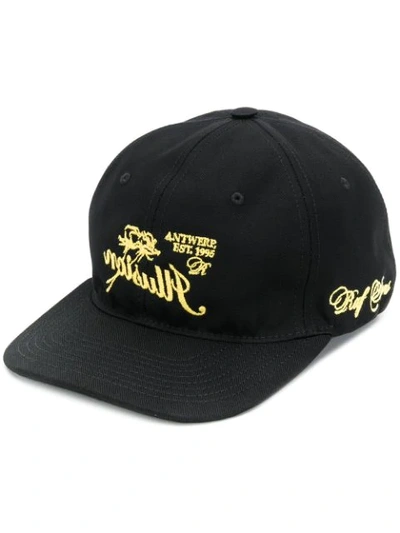 Shop Raf Simons Illusion Embroidery Baseball Cap In Black