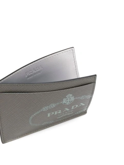 Shop Prada Logo Print Cardholder In Grey