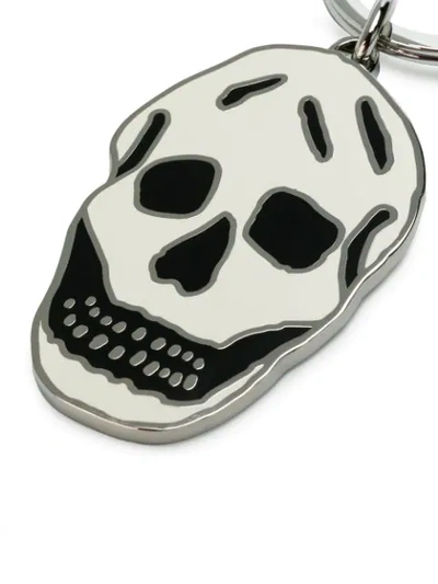 Shop Alexander Mcqueen Skull Embellished Keyring  In White