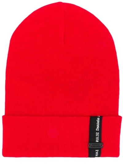 Shop Daniele Alessandrini Rolled Beanie In Red