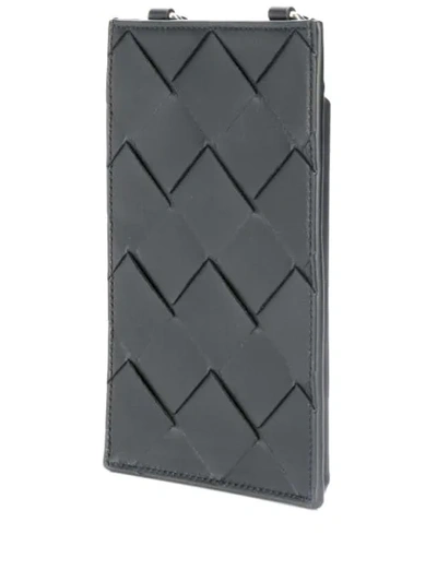 Shop Bottega Veneta Maxi Weave Lanyard Phone Case In Black