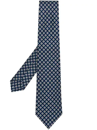 Shop Kiton Geometric Print Tie - Blue