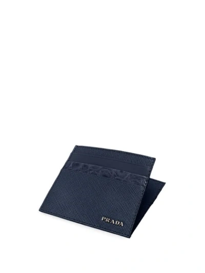 Shop Prada Dual Textured Cardholder In Blue