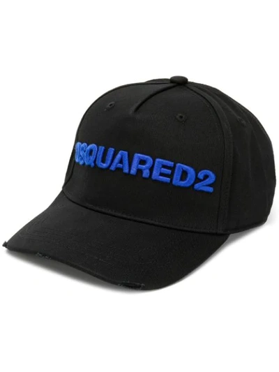 Shop Dsquared2 Contrast Logo Baseball Cap In Blue