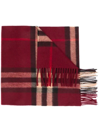 Shop Burberry Classic Check Cashmere Scarf In Red