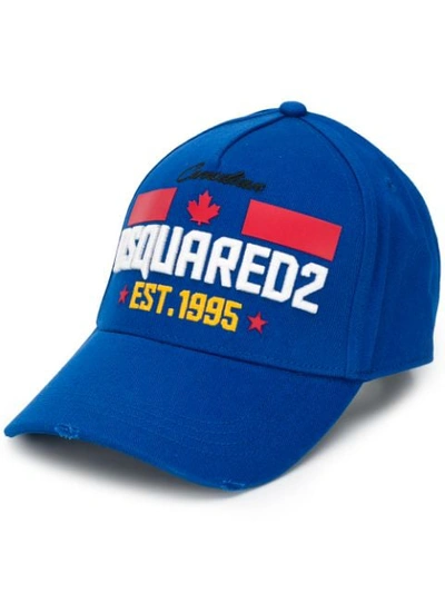 DSQUARED2 LOGO刺绣棒球帽 - 蓝色