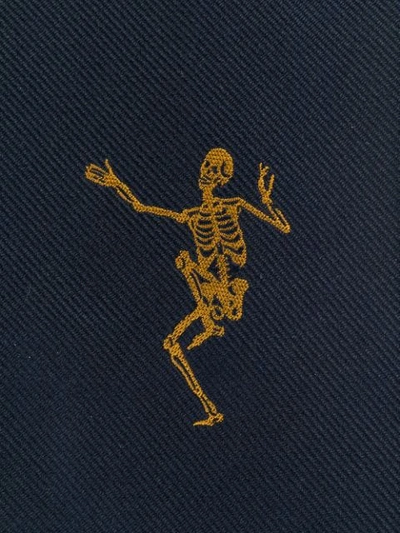 Shop Alexander Mcqueen Dancing Skeleton Embroidered Tie In Blue
