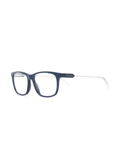 Shop Gucci Rectangular Frame Glasses In Blue