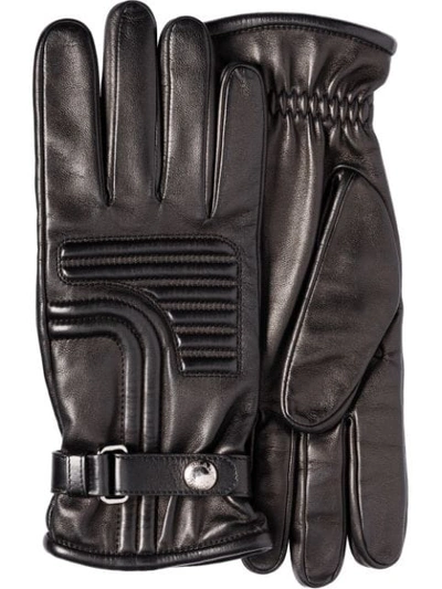 Shop Prada Top Stitch Detail Gloves In Black