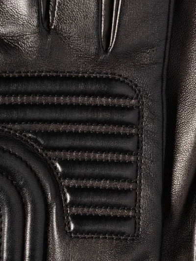Shop Prada Top Stitch Detail Gloves In Black