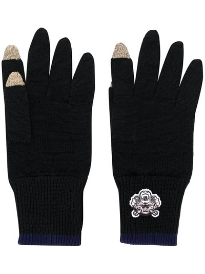 Shop Kenzo Knit Gloves - Black