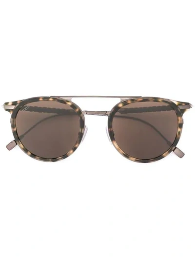 Shop Tod's Aviator Frame Sunglasses In Brown