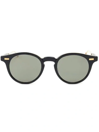 Shop Thom Browne Eyewear Navy, Dark Grey & 18k Gold Sunglasses - Black