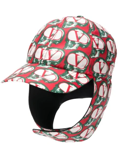 Shop Valentino Logo Trapper Cap In Red