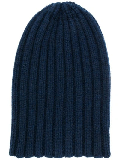 Shop Laneus Ribbed Knit Hat In 30 Blue