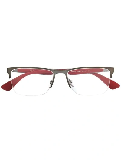 RAY-BAN 长方形框眼镜 - 红色