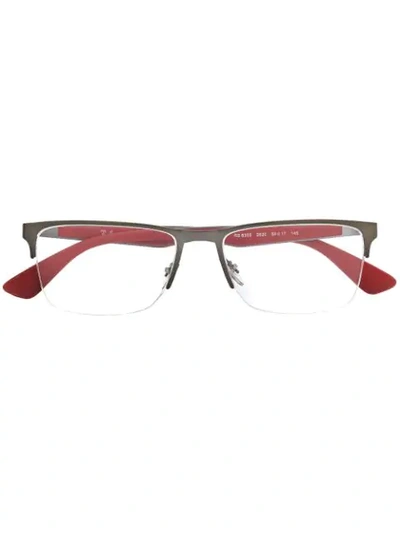 RAY-BAN 长方形框眼镜 - 红色