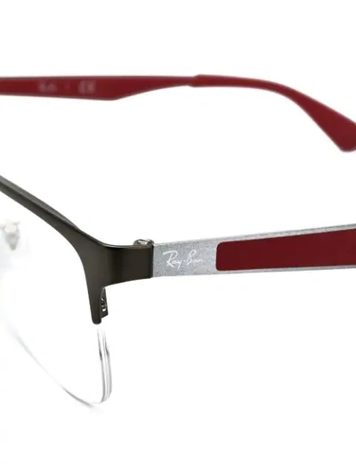 RAY-BAN 长方形框眼镜 - 红色