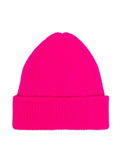 Shop Marcelo Burlon County Of Milan Logo Beanie Hat In Pink