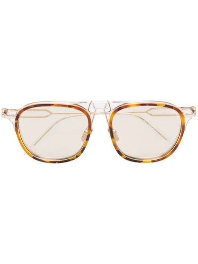 Shop Calvin Klein 205w39nyc Tortoiseshell And Metal Rounded Navigator Sunglasses In 棕色