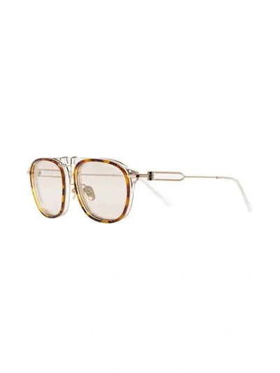 Shop Calvin Klein 205w39nyc Tortoiseshell And Metal Rounded Navigator Sunglasses In 棕色