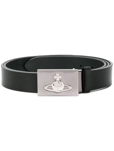 Shop Vivienne Westwood Logo Buckle Belt In Black
