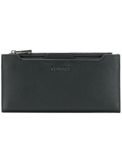 Shop Versace Long Logo Wallet - Black