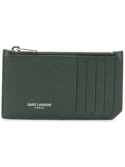 Shop Saint Laurent Fragment Zipped Cardholder - Green