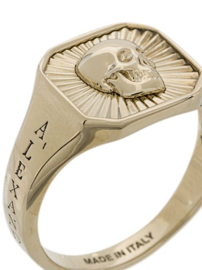 Shop Alexander Mcqueen Skull Medallion Ring In Gold