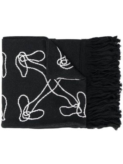 Shop Off-white Abstract Arrow Knit Scarf In Black