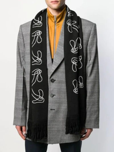 Shop Off-white Abstract Arrow Knit Scarf In Black